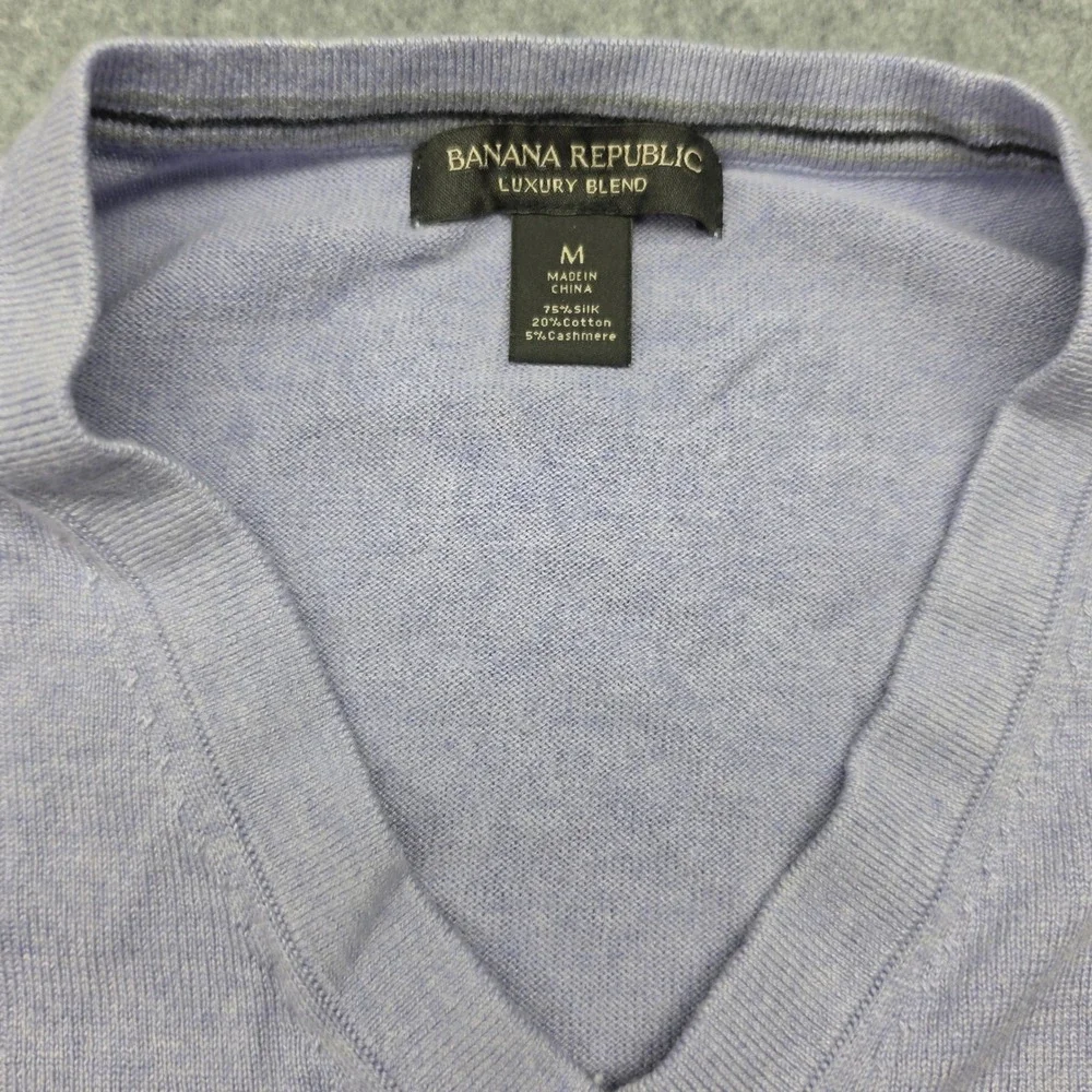Banana Republic Luxury Blend Silk Cotton Cashmere V-Neck Sweater Purple Mens M